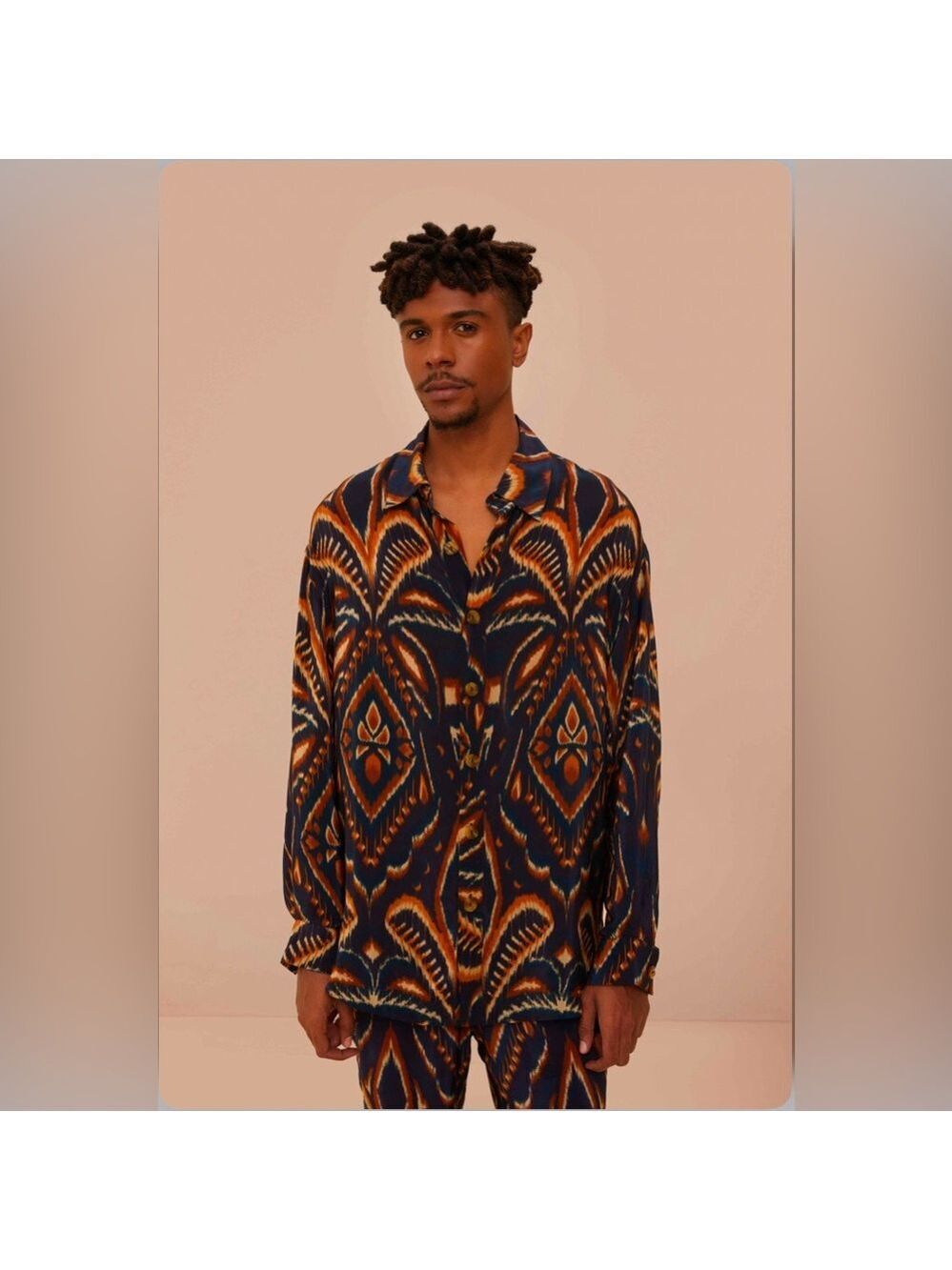 Farm Rio Blue Pineapple Ikat Shirt